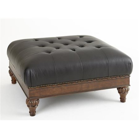 MYCO FURNITURE Myco Furniture MA8000T Manhattan Leather Ottoman; Black MA8000T